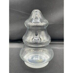 Vintage Clear Glass Hollow Christmas Tree Jar Container Plastic Cap/Lid